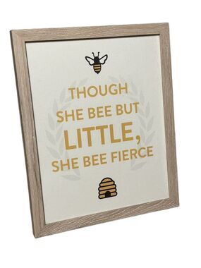 Bee Quote Framed Wall or Standing Art - Yellow & Beige & Black Back (9” x 11”)